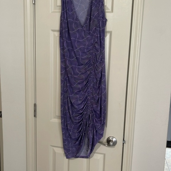 Purple Ruched Maxi Dress V-neck Sleeveless - Picture 2 of 6